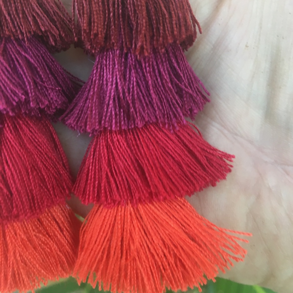 Beautiful pair of Zara tassel Silk Earrings - Picture 3 of 4